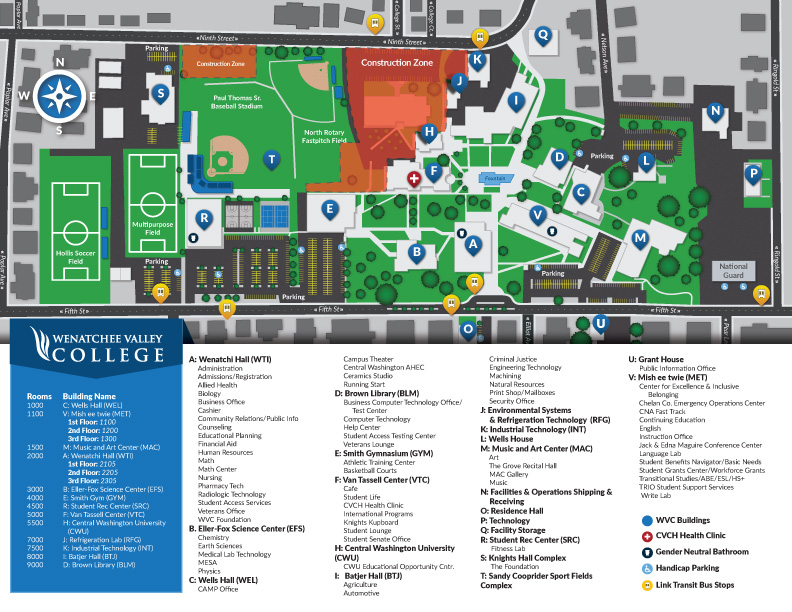 Map of Wenatchee Campus Map of Wenatchee Campus