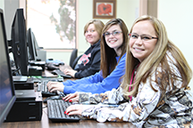 Students sitting at computers