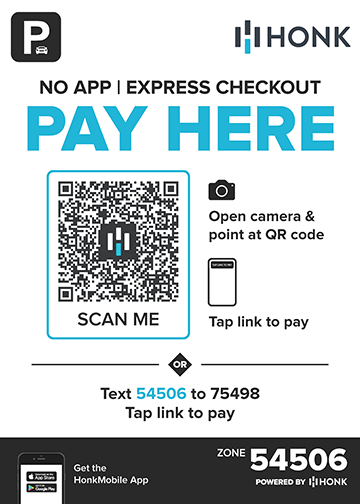 Image showing QR code to access the HONK mobile parking permit system