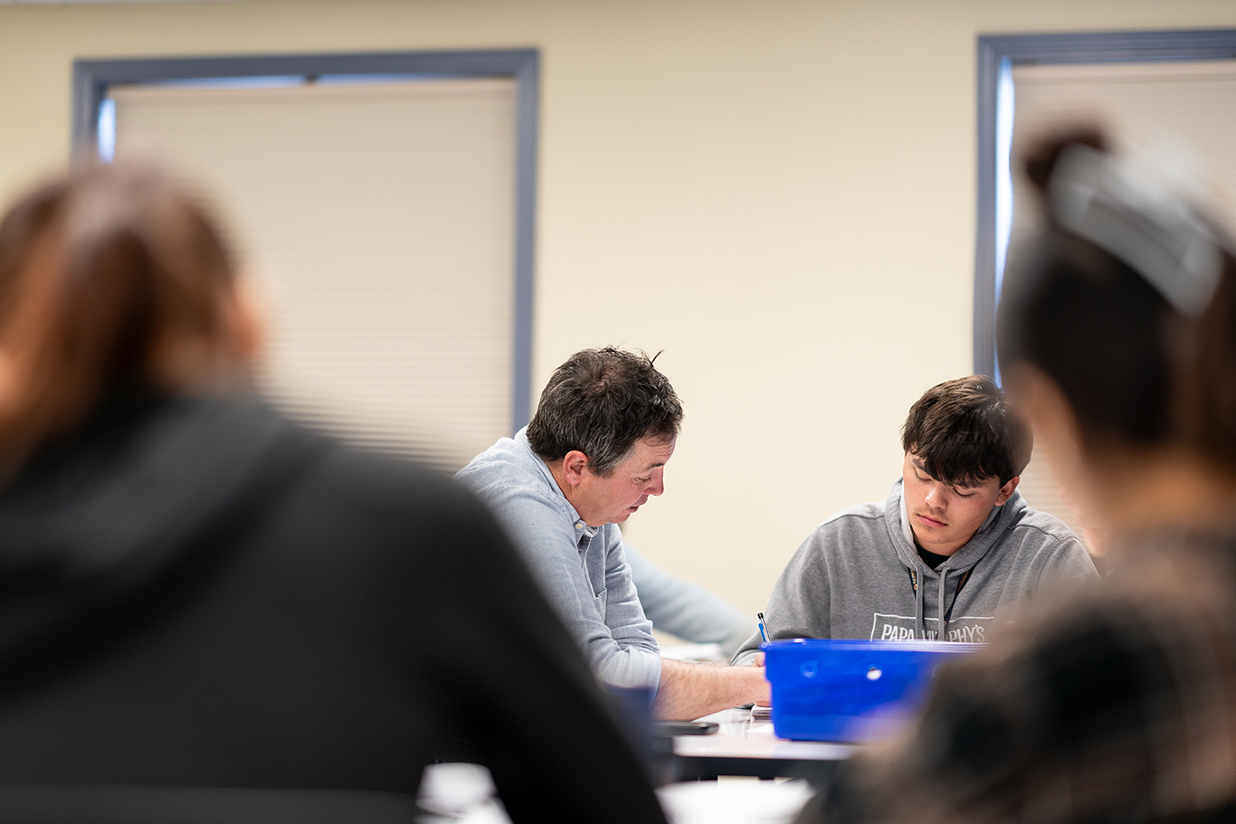 Faculty helping student