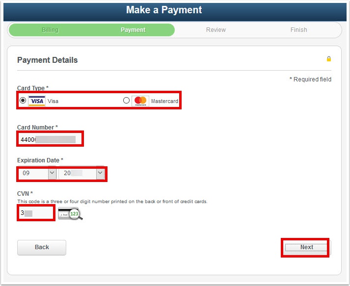 payment details