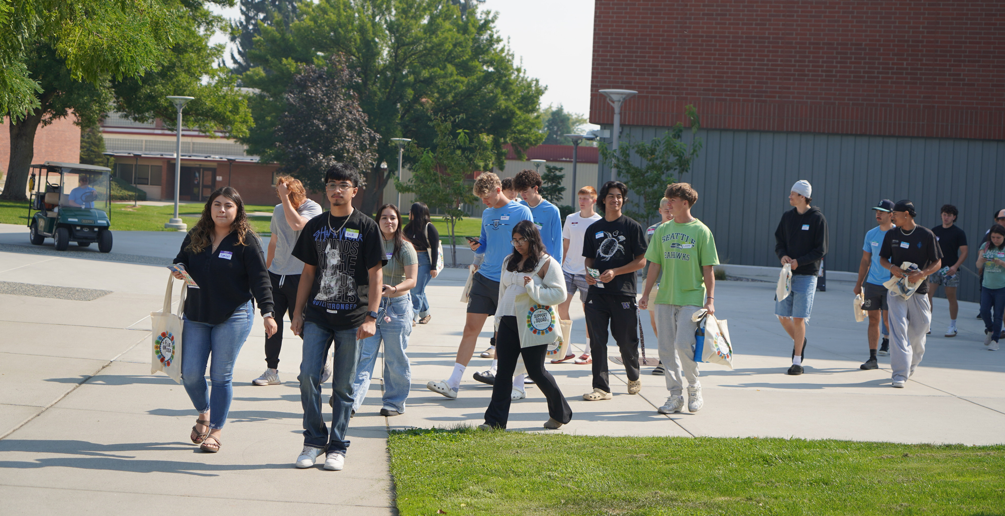 Students walking receiving a tour of the WVC Wenatchee campus.