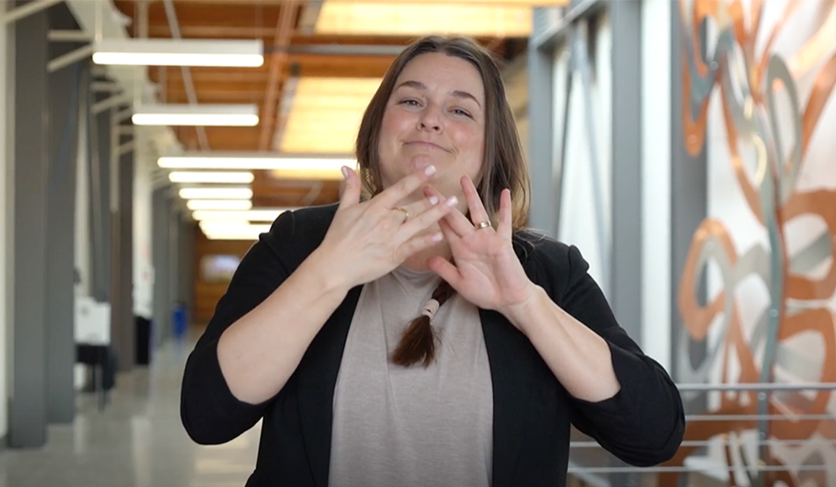 A WVC American Sign Language instructor signs.