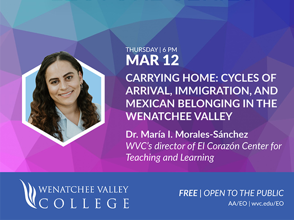 Graphic of the WVC Speaks Lecture Series with a multicolor background and white text.