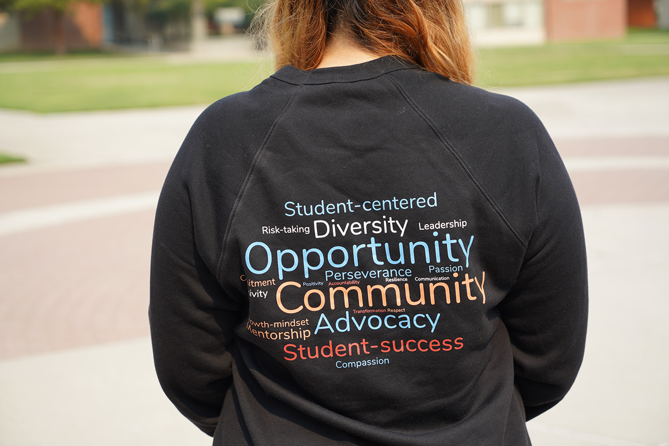 Photo of MESA word cloud sweatshirt